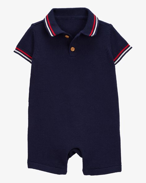 Romper Polo Infantil Baby B’gosh Tricô Azul Marinho