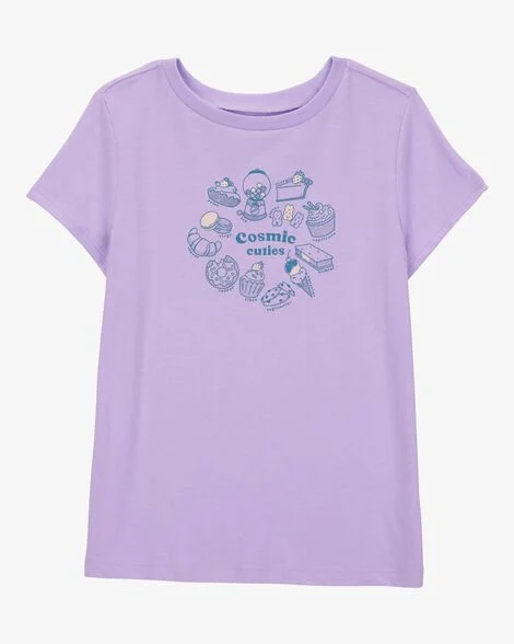 Camiseta Infantil Menina Carter’s Lilás Manga Curta Cosmic Cuties