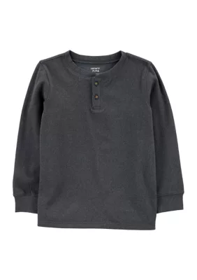 Blusa Moletom Infantil Menino Carter’s Térmica Chumbo com Botões