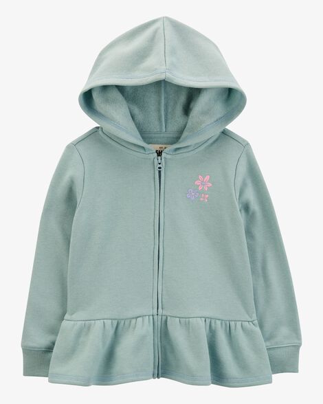 Jaqueta Infantil Menina OshKosh Verde com Bordado de Flores