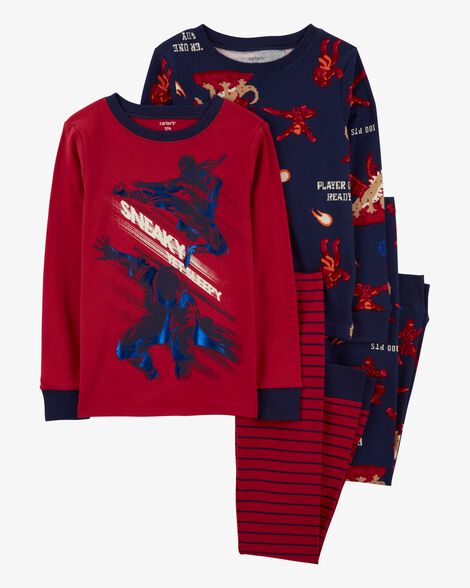 Pijama Infantil Menino Carter’s 4 Peças Vermelho e Azul Marinho Ninja