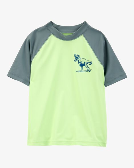 Camiseta Infantil Manga Curta Praia Carter’s Verde Dinossauro