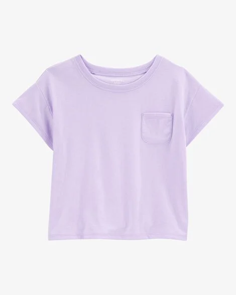 Camiseta Infantil Menina Carter’s Lilás com Bolso Manga Curta