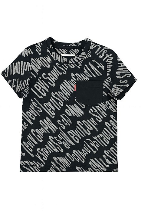 Camiseta Infantil Menino Levi’s Preta com Detalhe e Bolso Importada
