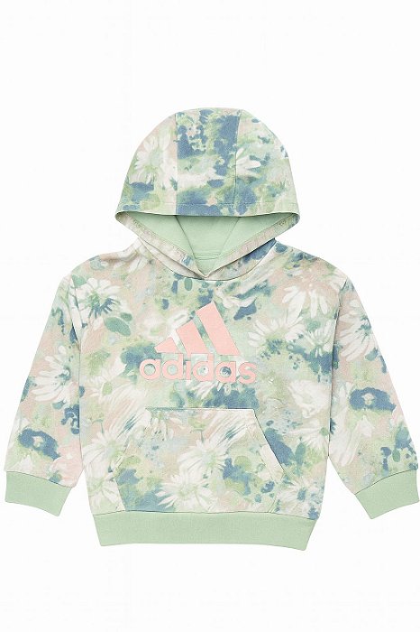 Moletom Infantil Menina Adidas Verde com Rosa Floral Importado