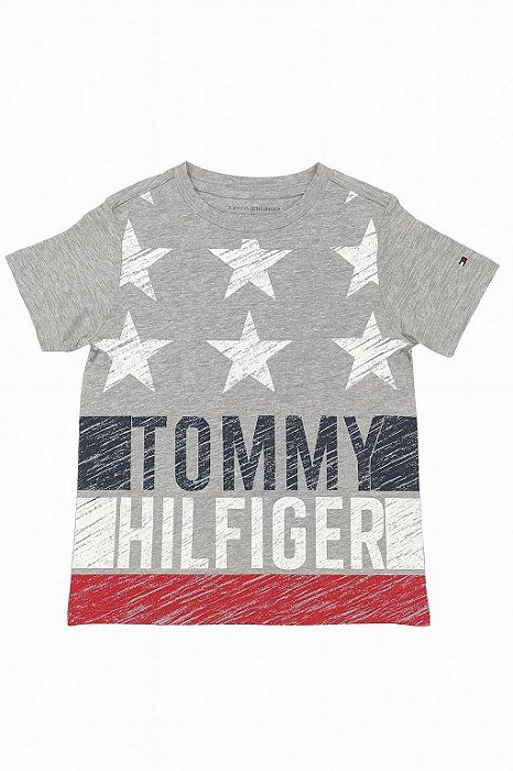 Camiseta Infantil Menino Tommy Hilfiger Cinza Estampa Estrelas