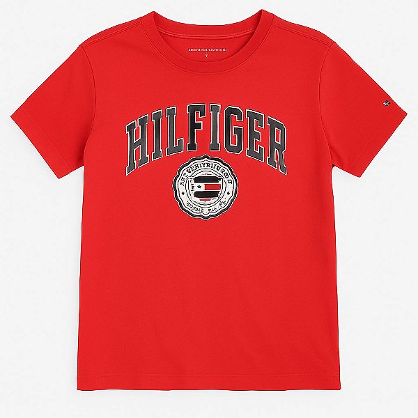 Camiseta Infantil Menino Tommy Hilfiger Vermelha Manga Curta