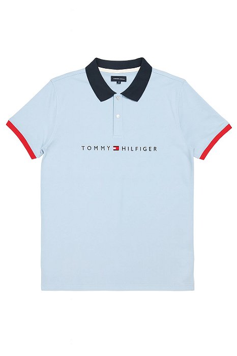Camiseta Polo Infantil Menino Tommy Hilfiger Azul Claro Importada