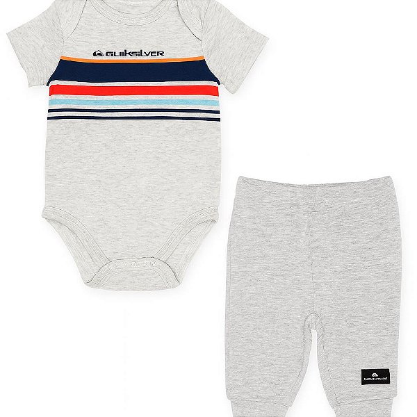 Conjunto Infantil Menino Quiksilver 2 Peças Body + Calça Cinza
