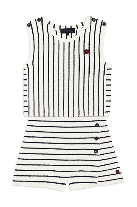 Conjunto Infantil Menina Tommy Hilfiger Branco Listrado com Elastano