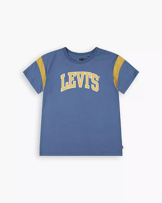 Camiseta Infantil Menino Levi’s Azul Manga Curta Estampa Amarela