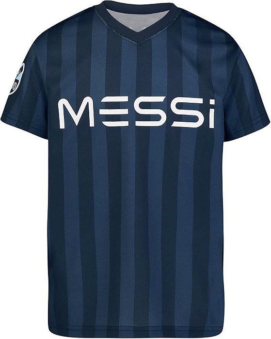 Camiseta Infantil Menino Messi Dry Fit Azul Marinho Importada