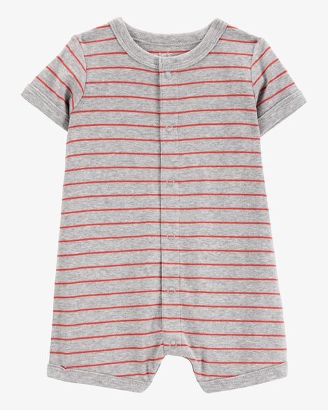 Romper Infantil Menino Carter’s Listrado Cinza Laranja Caranguejo