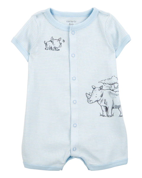 Romper Infantil Menino Carter’s Listrado Azul Rinoceronte Importado
