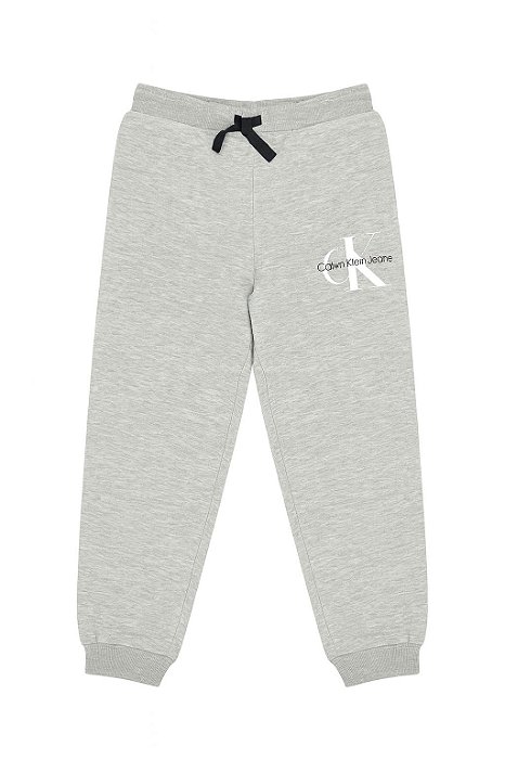 Calça Infantil Menino Calvin Klein Cinza Moletom Forro Fleece