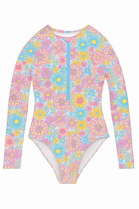 Maiô Infantil Menina Wonder Nation Flores Coloridas Importado