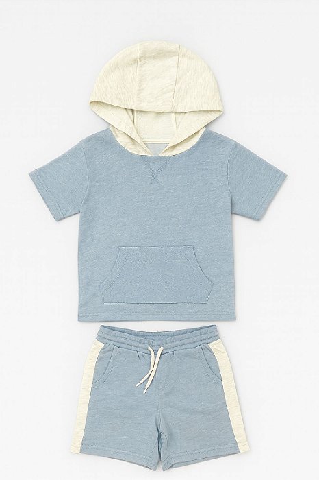 Conjunto Menino Carters 2 Peças Moletinho Azul Claro e Cinza Gorro