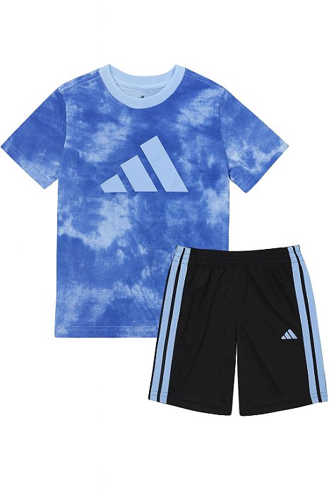 Conjunto Infantil Menino Adidas Camiseta Azul e Bermuda Preta