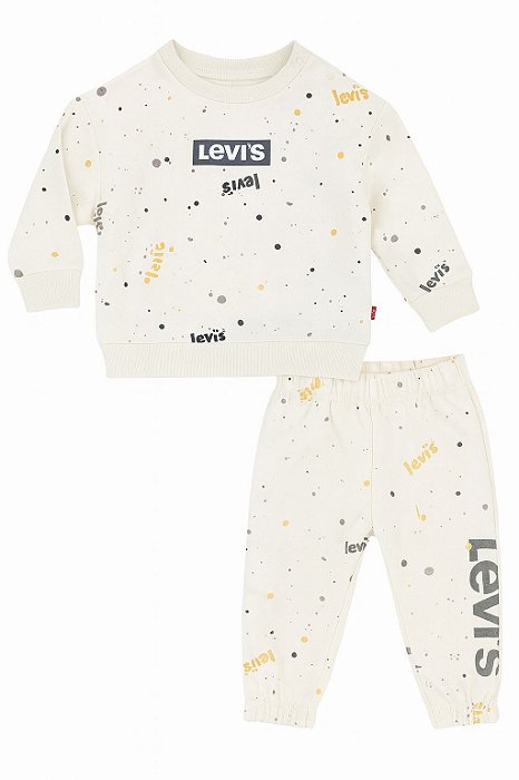 Conjunto Infantil Levi's Blusa e Calça Moletom Bege Importado
