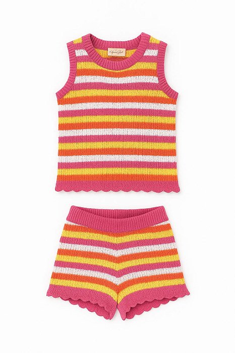 Conjunto 2 Peças Menina Jéssica Simpson Regata e Shorts Crochê