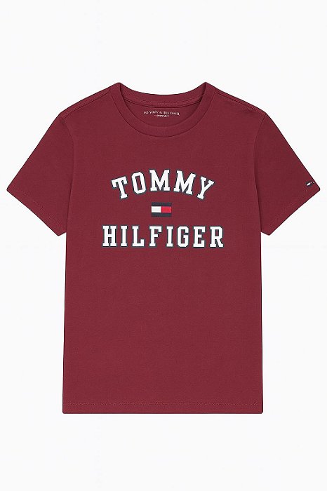 Camiseta Bordô Menino Tommy Hilfiger Algodão Importada