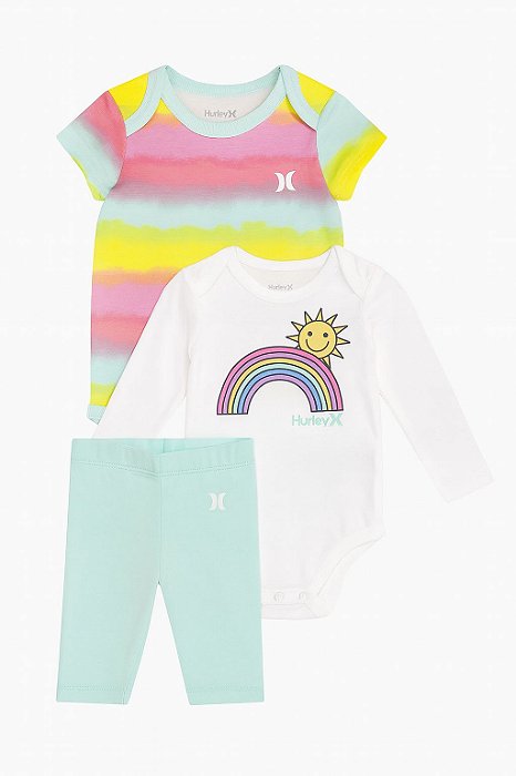 Conjunto Infantil Menina 3 Pçs Hurley Body Arco-Íris