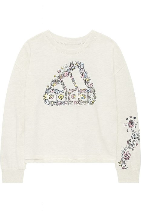 Camiseta Manga Longa Adidas - Bege Menina Floral