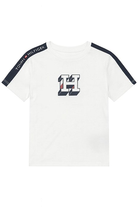 Camiseta Manga Curta Tommy Hilfiger Branca Com Detalhe na Manga