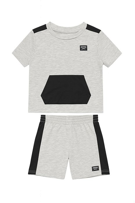 Conjunto 2 Peças Reebok Moletinho Cinza Com Preto
