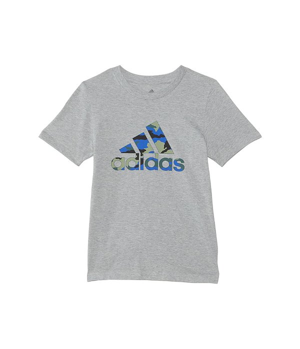 Camiseta Infantil Menino Adidas - Manga Curta Cinza Estampa Camuflada