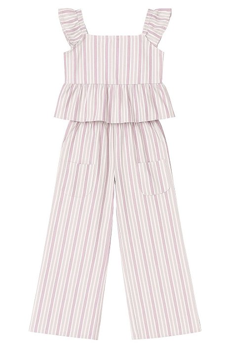 Conjunto Menina 2 Peças Oshkosh Bata e Calça Lilás Listras