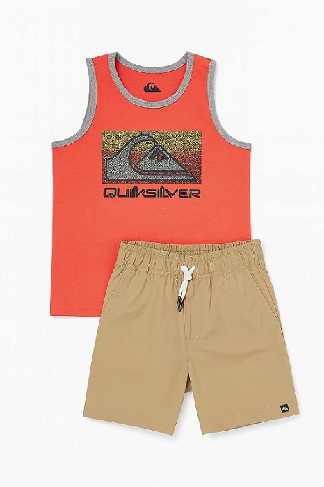 Conjunto Infantil Menino Quiksilver 2 Peças Regata Laranja com Bermuda