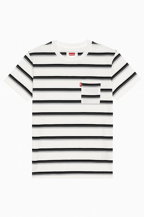 Camiseta Infantil Menino Levi's Manga Curta Branca Listras