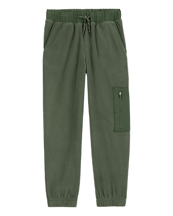 Calça Infantil Menino Verde Fleece Com Bolso Lateral