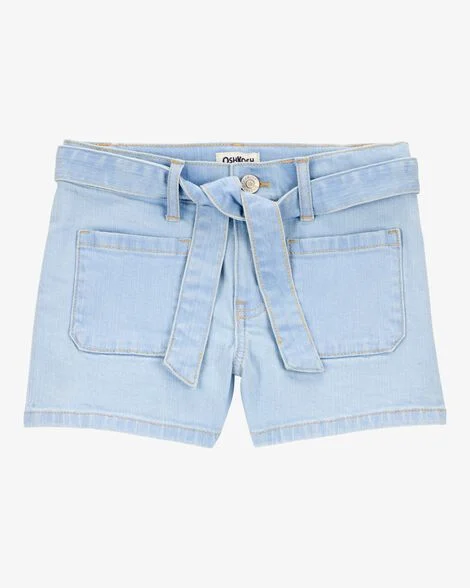 Shorts Jeans Menina Oshkosh Infantil - Lavagem Clara com Laço
