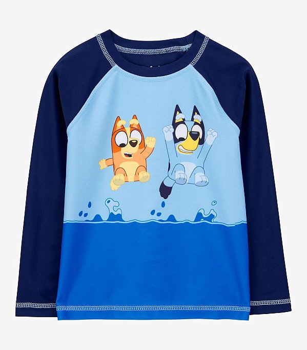 Camiseta Praia Manga Longa Azul Bluey