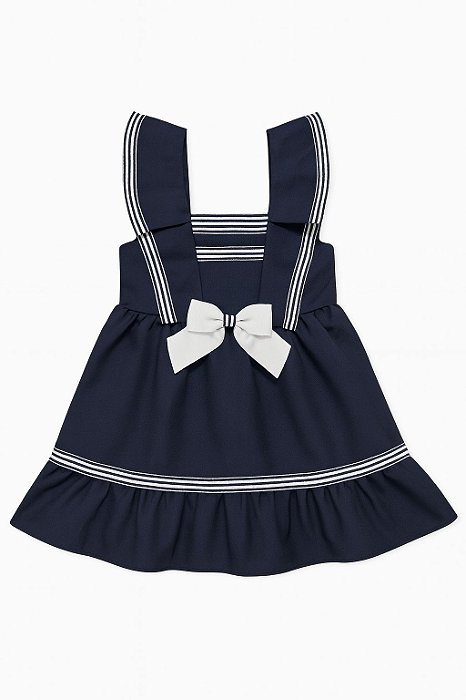 Vestido Bonnie Baby Azul Marinho Com Laço - Importado