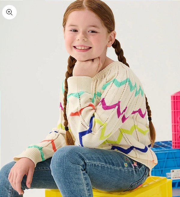 Blusa Infantil Menina Hatley Fio Bege com Listras - Importada