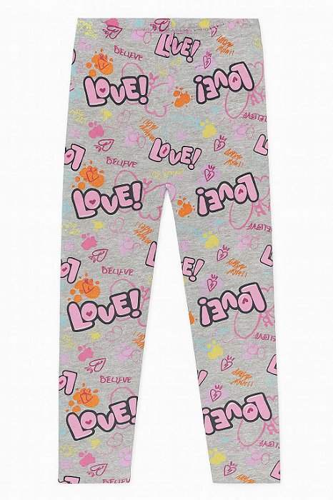 Calça Legging Menina Free Style Cinza Love - Super Confortável