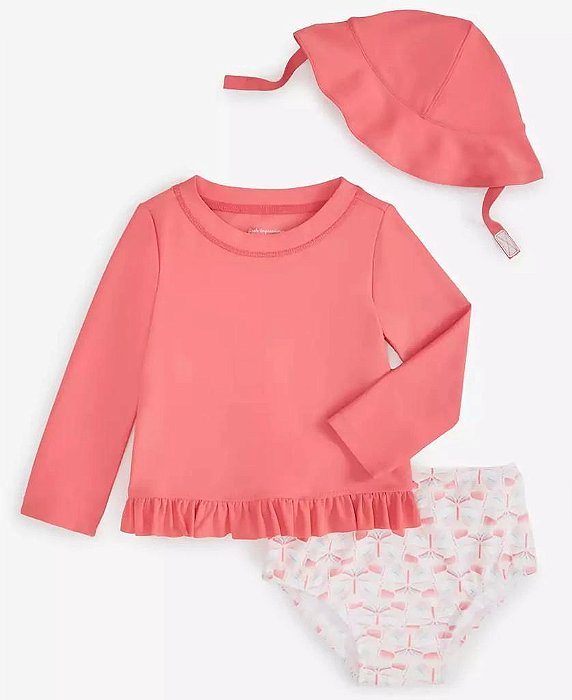 Conjunto Infantil Menina Praia First Impressions 3 Peças Camiseta Pink