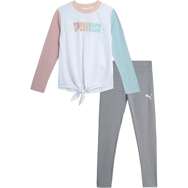Conjunto 2 Peças Menina Puma Camiseta Manga Longa Legging Cinza