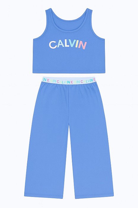Conjunto Infantil Menina 2 Peças Calvin Klein Regata Azul