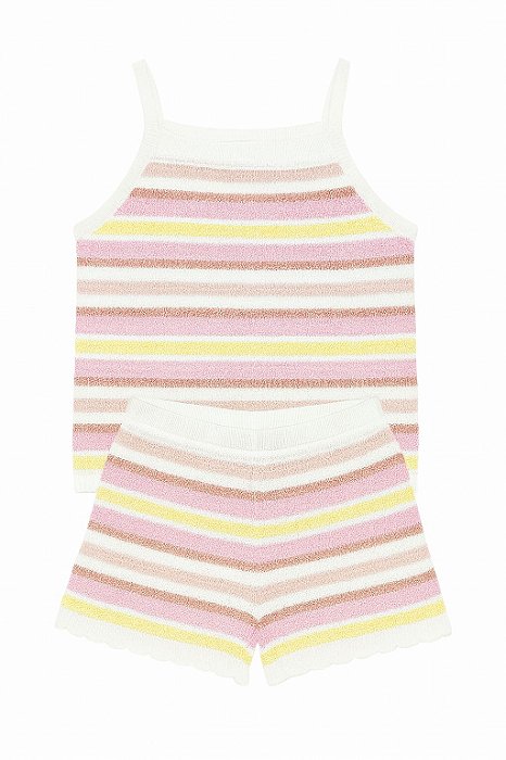 Conjunto Menina Regata e Shorts Crochê Listrado - Oshkosh Importado