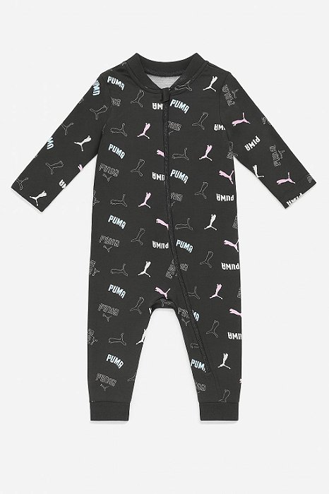 Macacão Menina Puma Preto Logos Coloridas