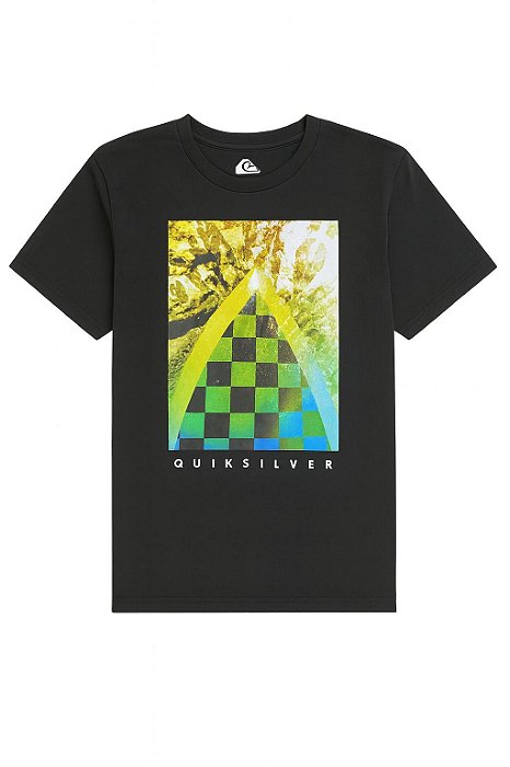 Camiseta Menino Quiksilver Manga Curta Preta Com Estampa