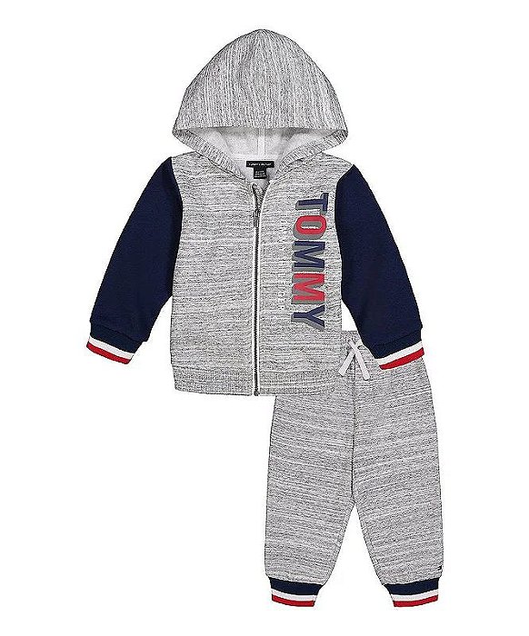 Conjunto 2 Peças Menino Tommy Hilfiger Jaqueta Cinza Zíper