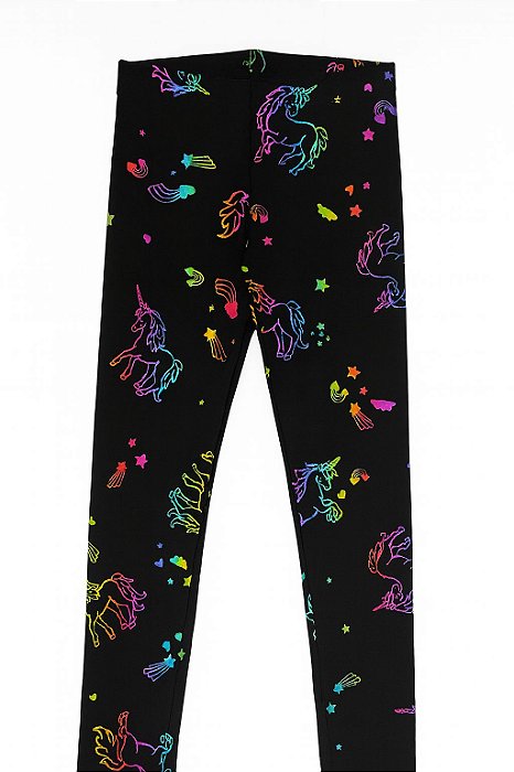 Calça Legging Wonder Nation Menina - Preta Unicórnios