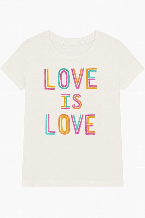 Camiseta Infantil Menina Oshkosh Manga Curta Branca Love is Love