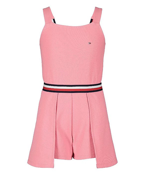 Macaquinho Vestido Menina Tommy Hilfiger Rosê Piquet