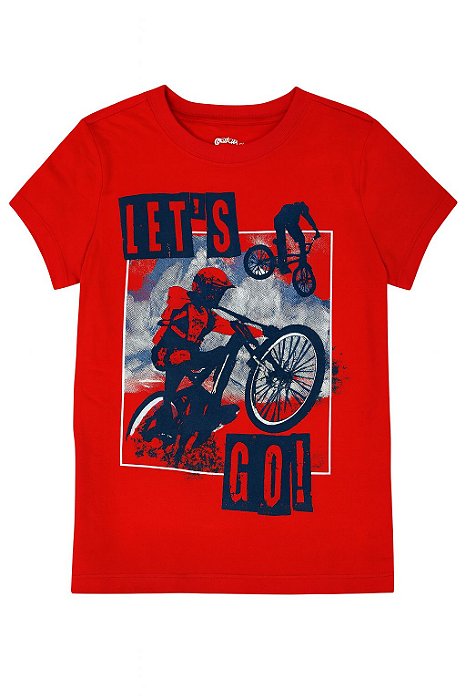 Camiseta Infantil Menino Oshkosh Manga Curta Vermelha Motos